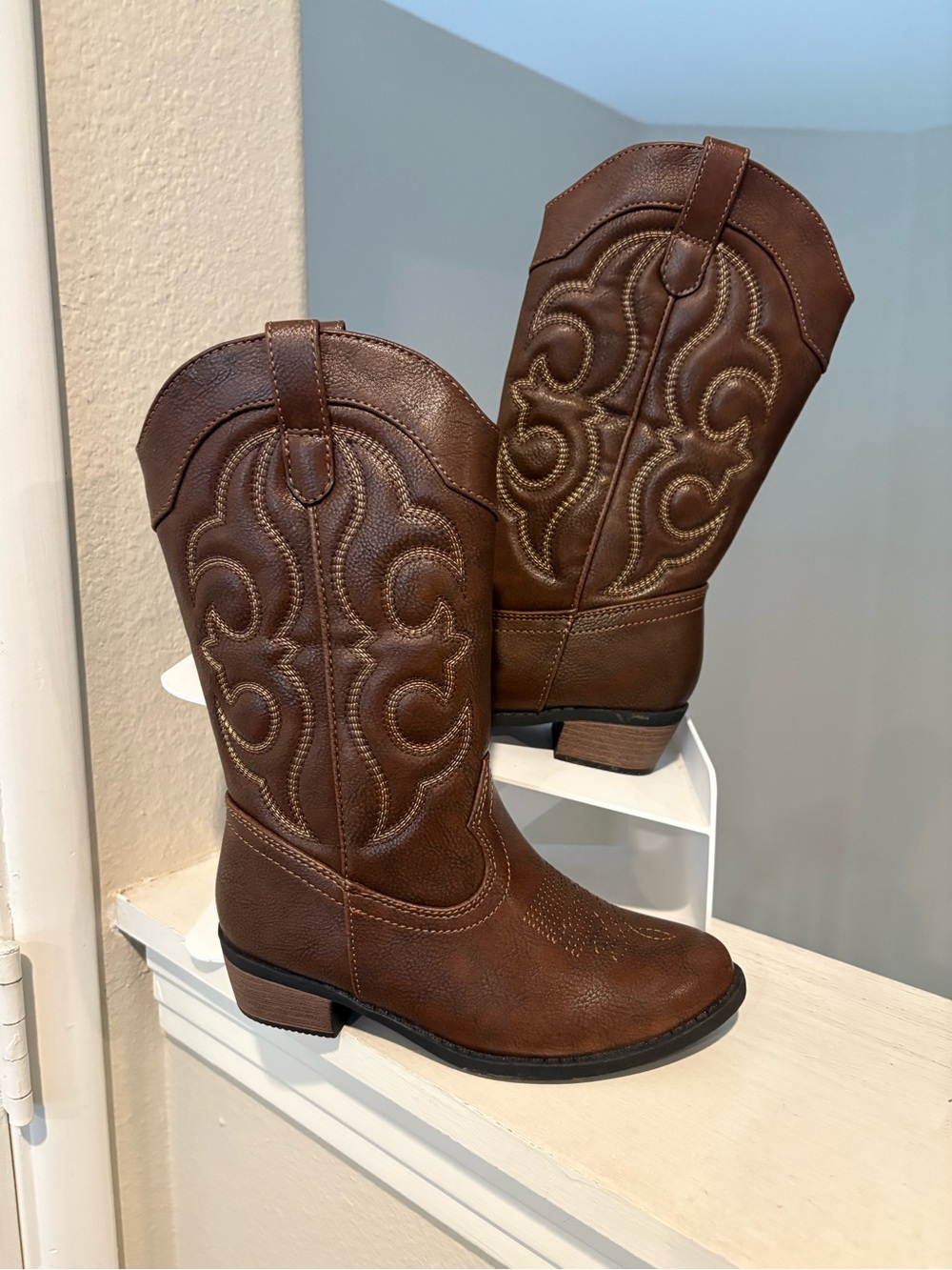 Cat & Jack Western Boots Montana Little Girls Sz 13 Cowgirl Zipper Brown